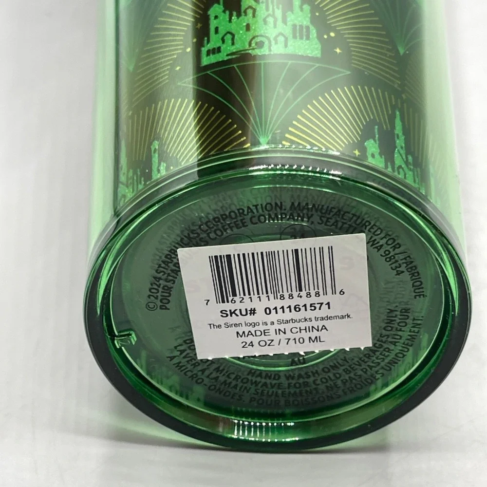 Starbucks Wicked Tumbler 24oz Emerald City Balloon‎ Straw Topper Green Set of 2